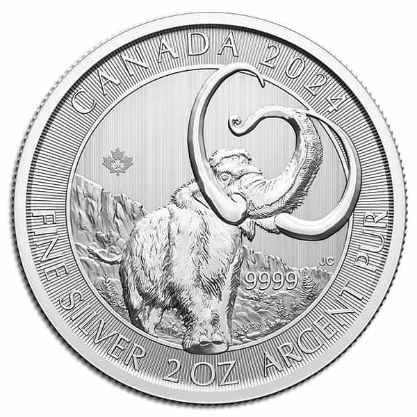 2024 RCM Ice Age of Canada; Woolly Mammoth - 2 Oz Silver Coin .9999 Pure