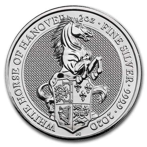 2020 British Royal Mint Queen's Beast; White Horse - 2 Oz Silver Coin .9999 Pure