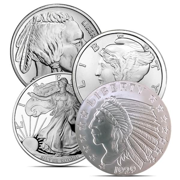 Silver Round, Random Design - 2 Troy Ounce, .999 Pure Silver