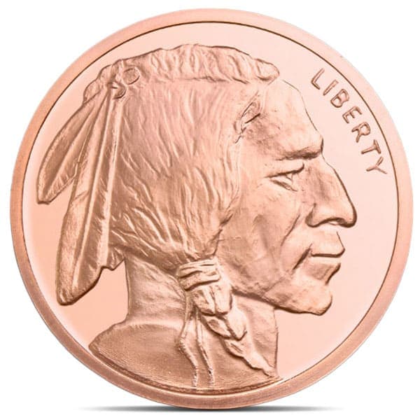 Copper Buffalo Round - 5 AVDP Oz, .999 Pure Copper