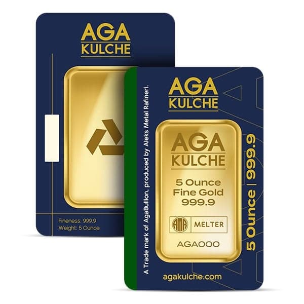 AgaBullion Gold Bar, 5 Troy Ounce, .9999 Pure in Assay Package