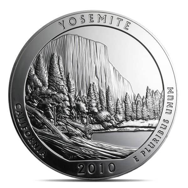 America the Beautiful - Yosemite National Park 5 Ounce .999 Silver