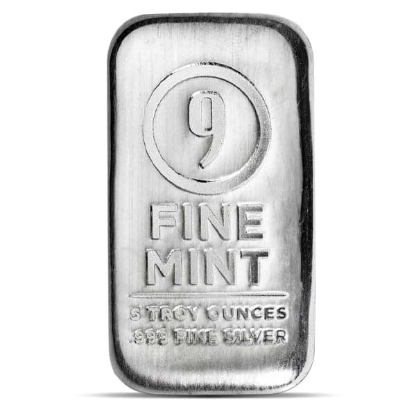9Fine Mint 5 Ounce Bar, .999 Pure Silver