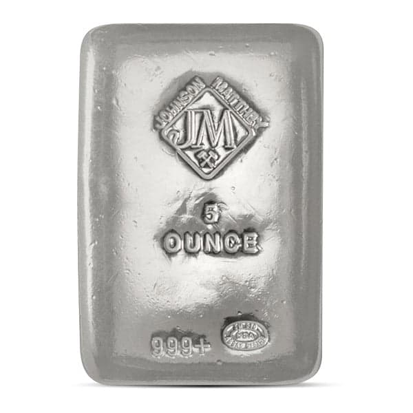 Johnson Matthey 5-oz Silver Bar (Poured), .999 Pure