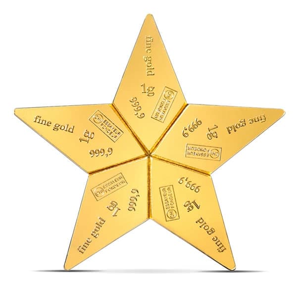 Valcambi CombiBar Star - 5 x 1 Gram .9999 Gold (0.1608 Troy Oz)
