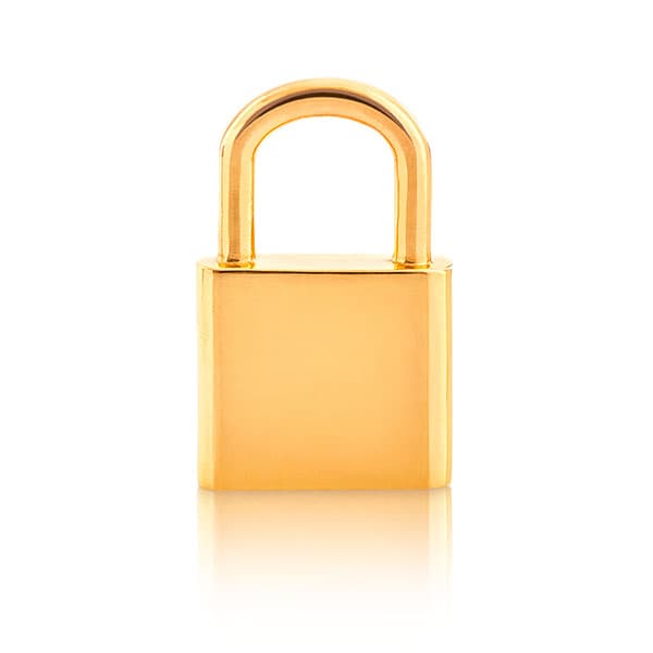 Gold Pendant - Lock **Polished Finish** - 9.2 Grams, 24K Pure