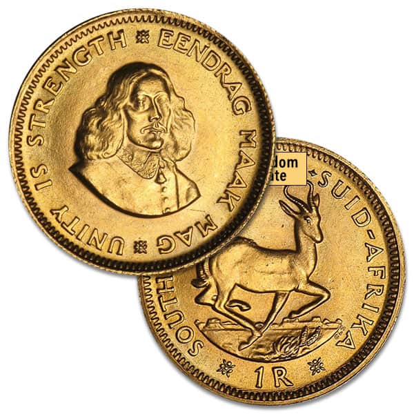 South African 1 Rand, .1177 Troy Oz. Actual Gold Weight