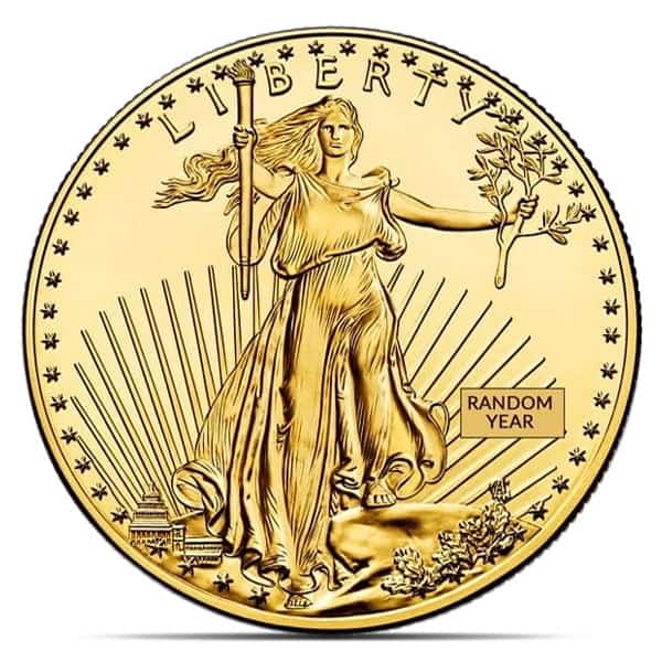 1 oz Gold American Eagle Coin, TYPE 1 Design (Dates Our Choice)